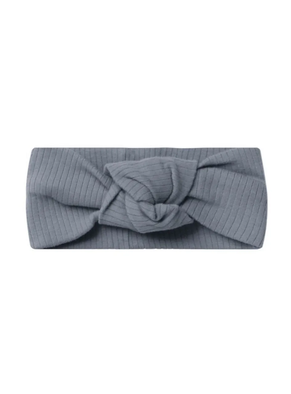 Quincy Mae Ribbed Knotted Headband | Washed Indigo