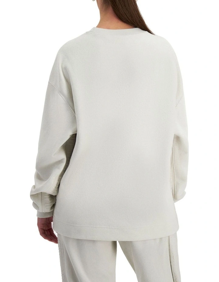 Reverse Weave Tape Crew Top in Stone Throw