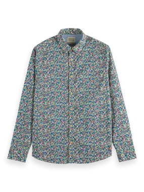 Scotch & Soda - Printed Poplin Shirt - Green Ikat Flower