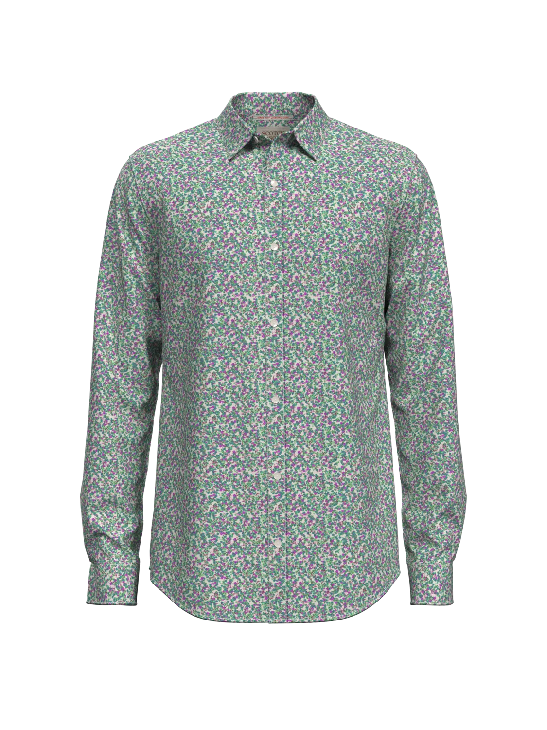 Scotch & Soda - Printed Poplin Shirt - Green Ikat Flower