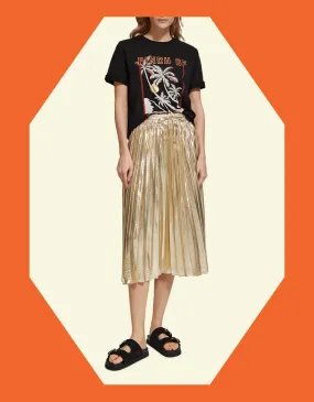 Scotch and Soda Pleated Midi Skirt Gold