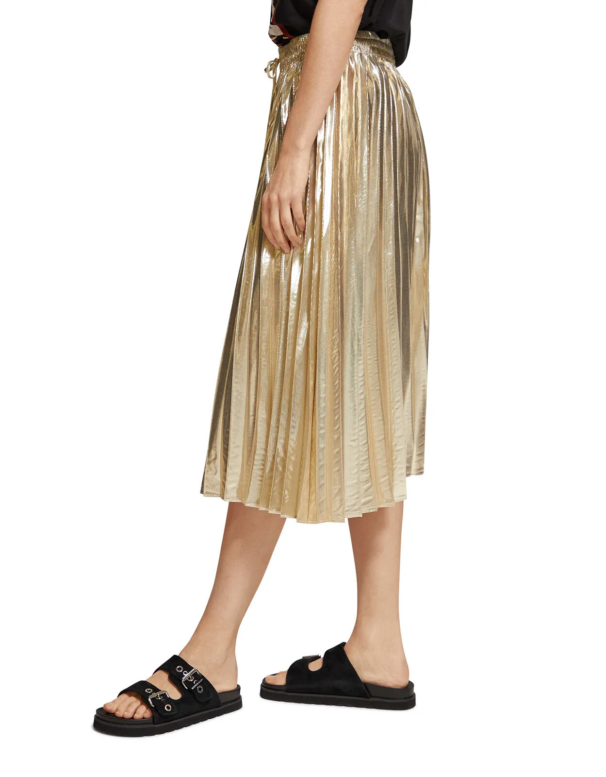 Scotch and Soda Pleated Midi Skirt Gold