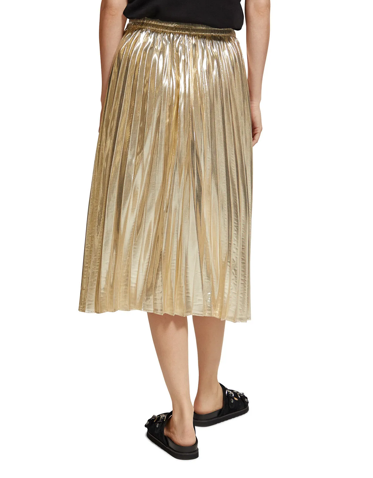 Scotch and Soda Pleated Midi Skirt Gold