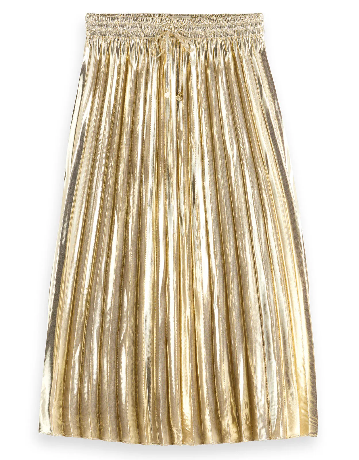 Scotch and Soda Pleated Midi Skirt Gold