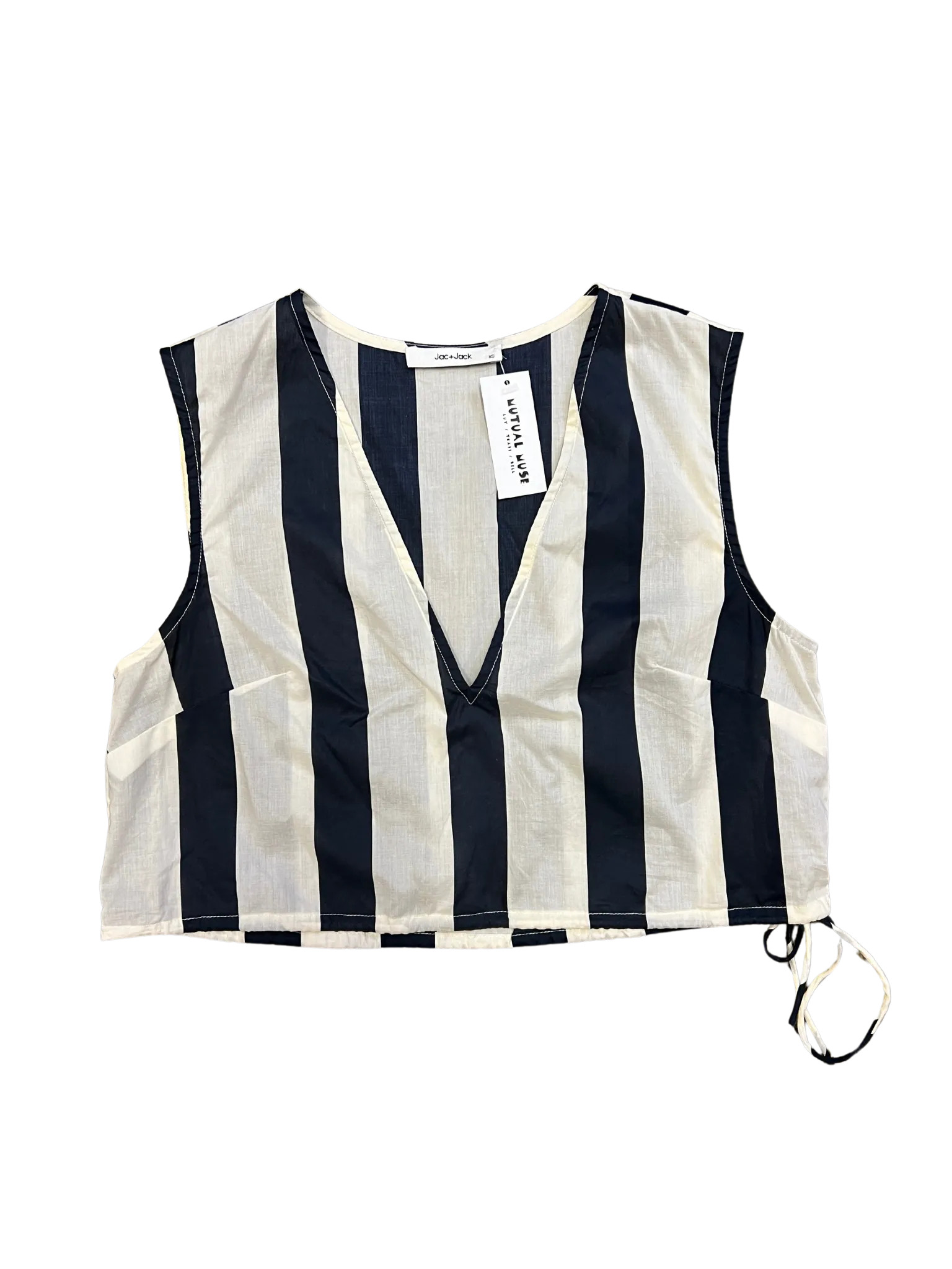 Size XS - Jac + Jack Navy and White Stripe Top