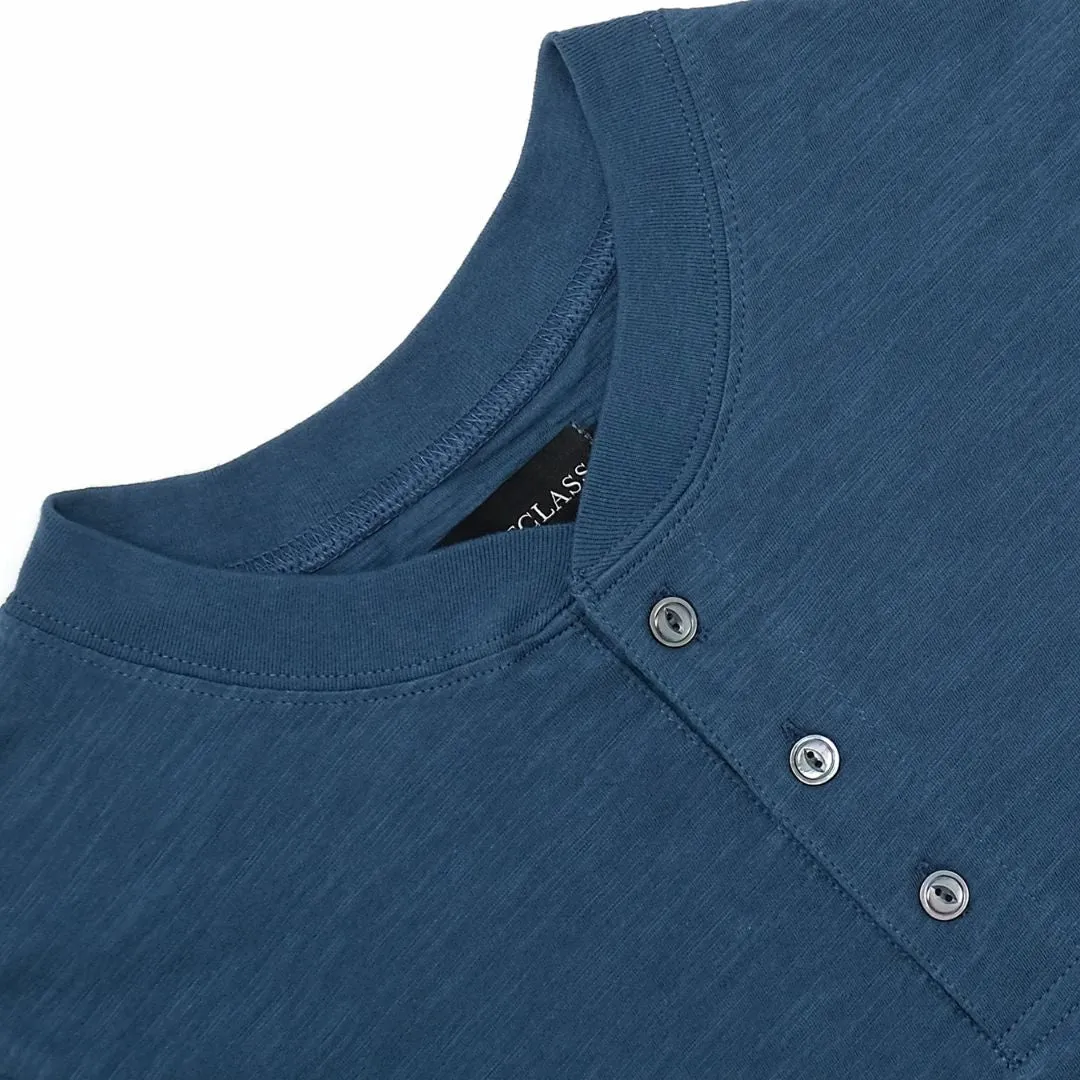 Slub S/S Henley (Faded Indigo)