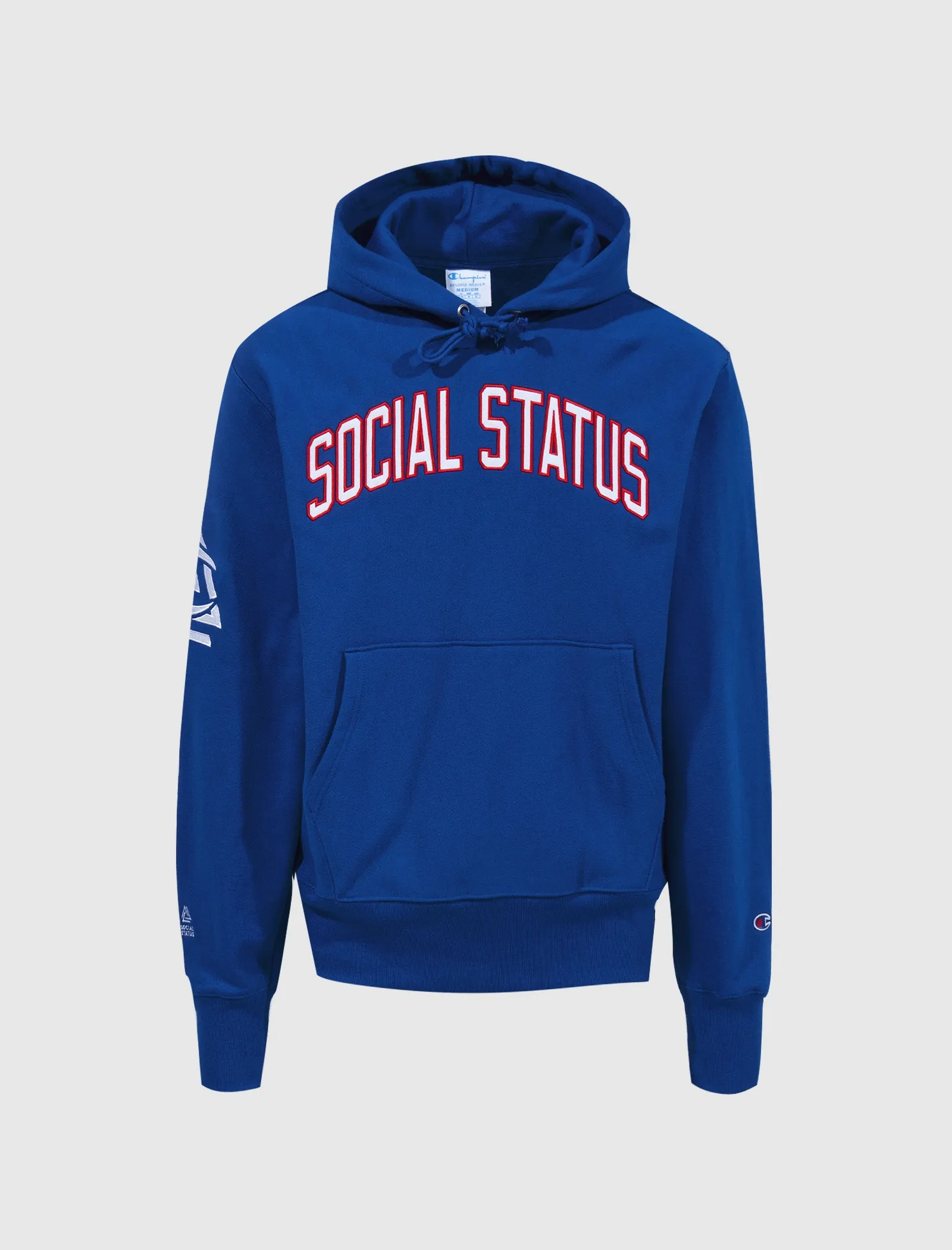 SOCIAL STATUS SOCIAL STATUS REVERSE WEAVE PULLOVER HOODIE   BLUE