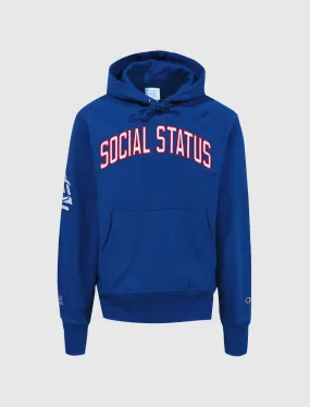 SOCIAL STATUS SOCIAL STATUS REVERSE WEAVE PULLOVER HOODIE   BLUE