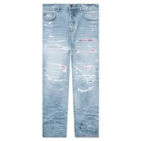 Straight Fit Aloha Patch Jean - Faded Indigo