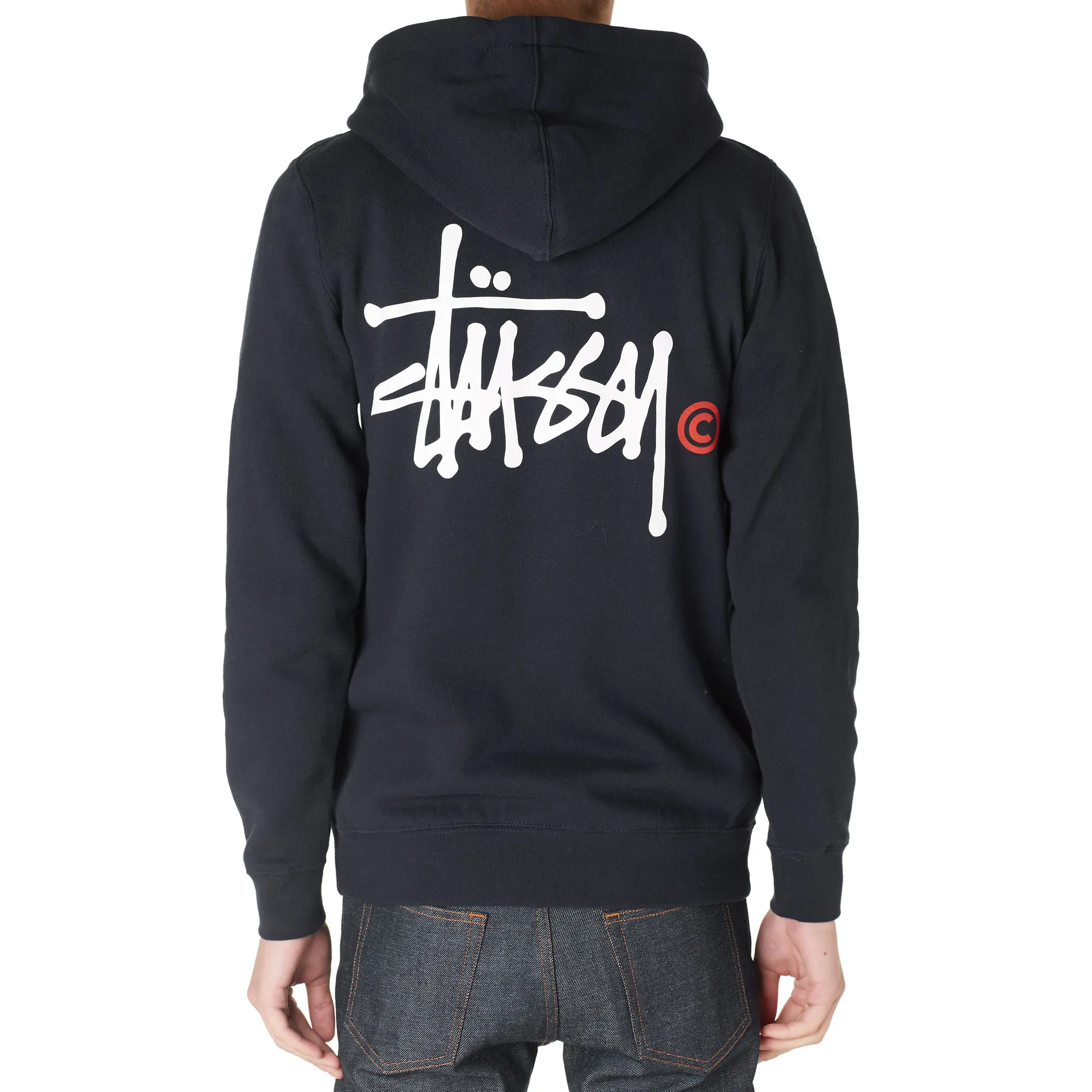 Stussy Basic Logo Zip HoodyNavy, White & Red