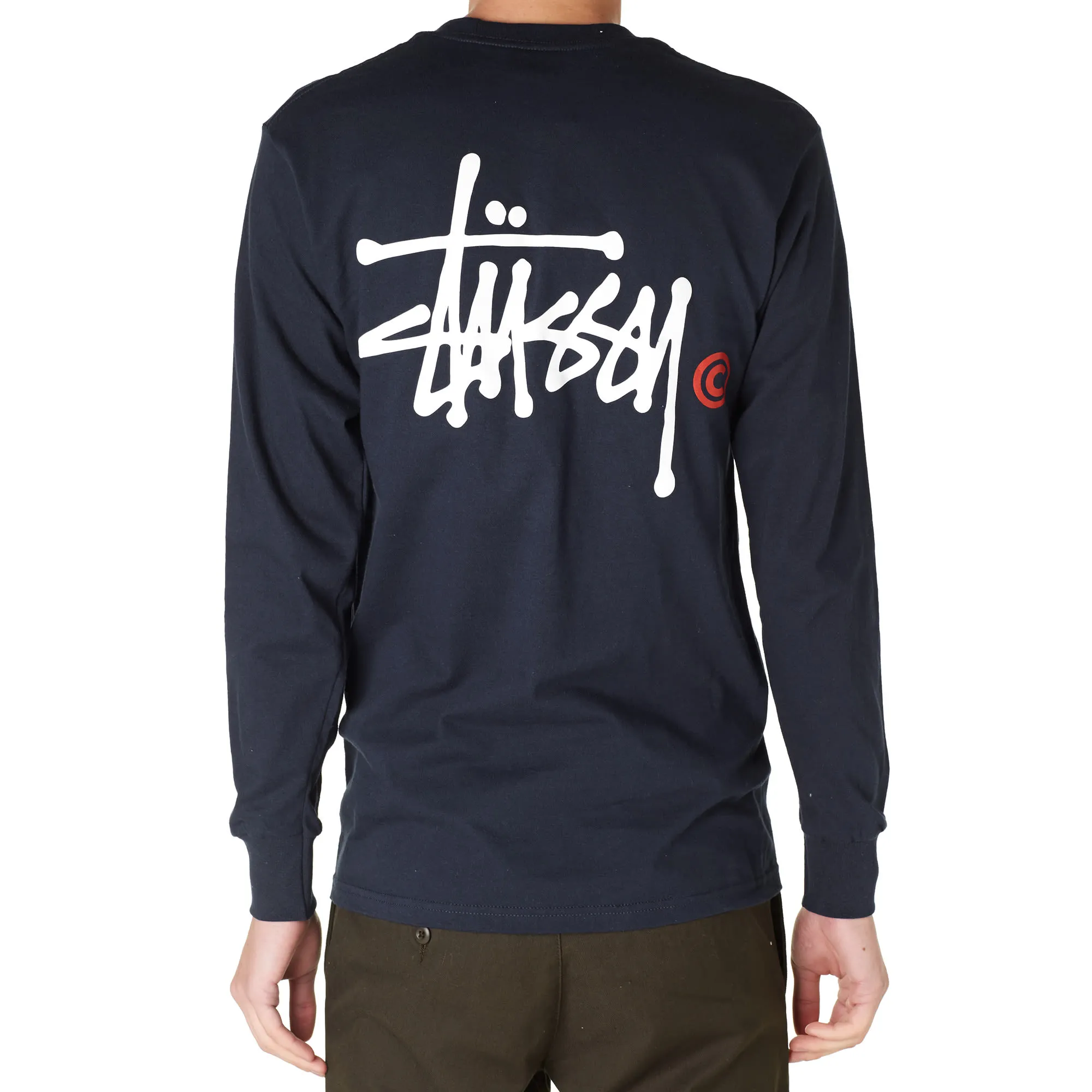 Stussy Long Sleeve Basic Logo TeeNavy, White & Red