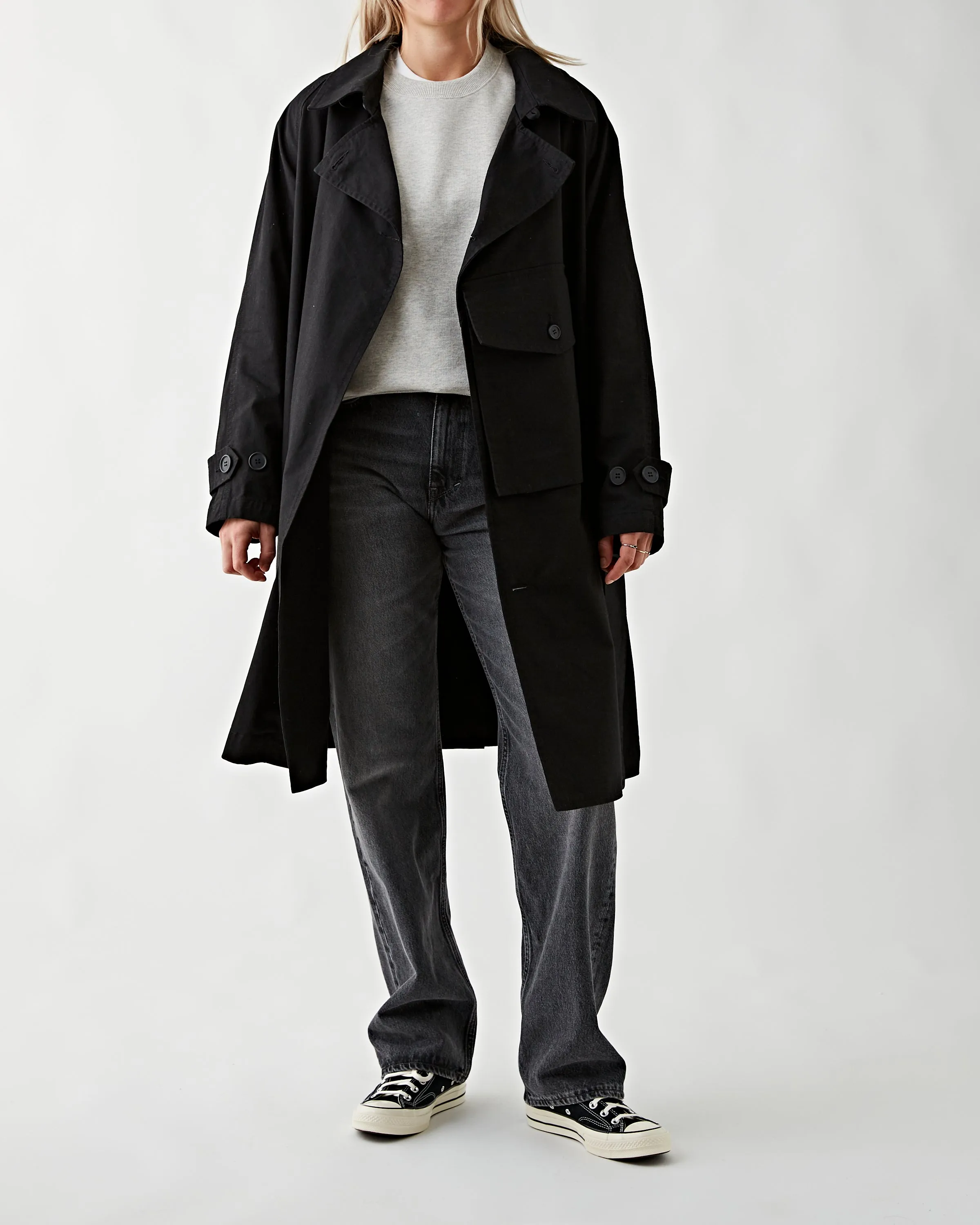 TAKIBI Chino Trench Coat Black