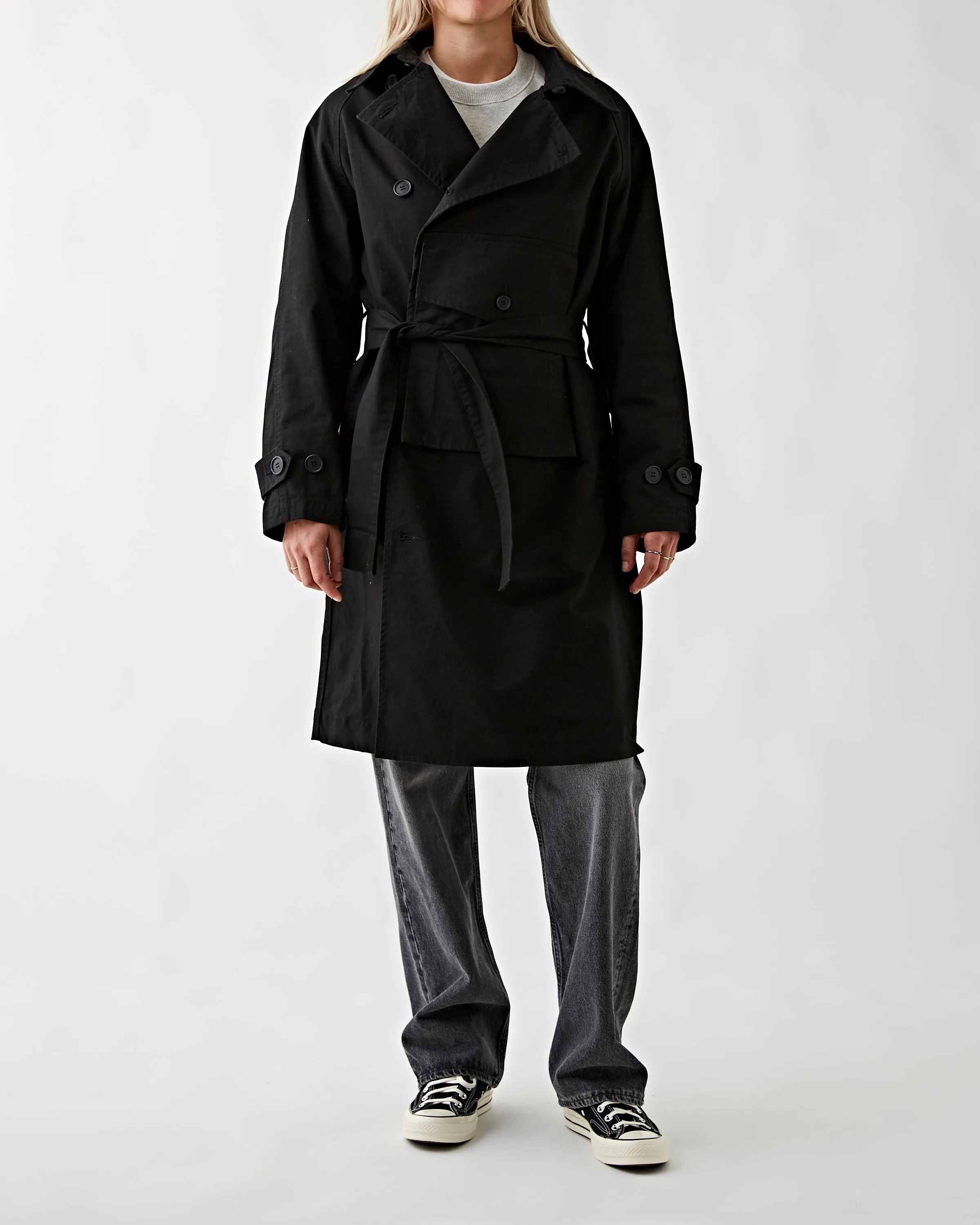 TAKIBI Chino Trench Coat Black