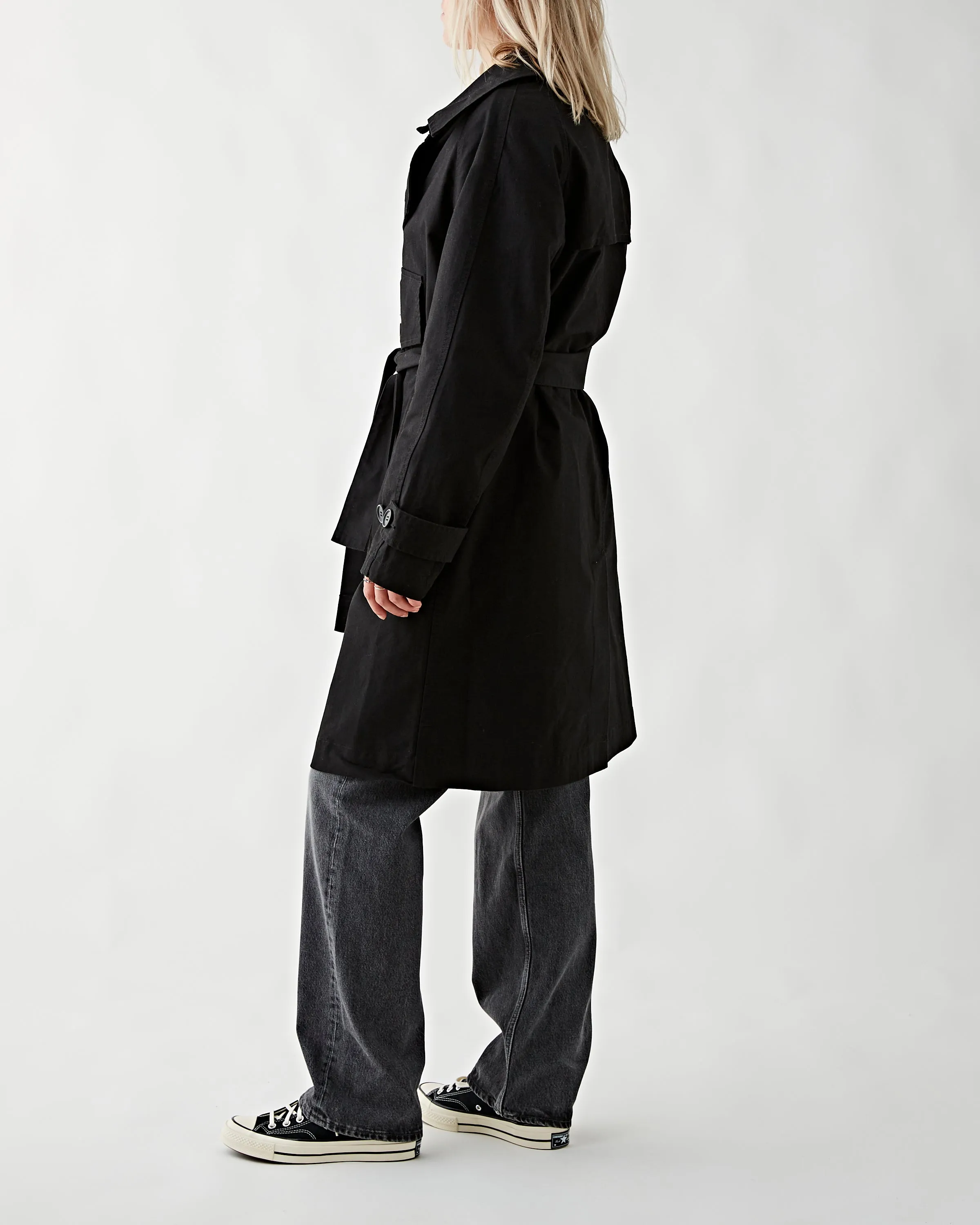 TAKIBI Chino Trench Coat Black