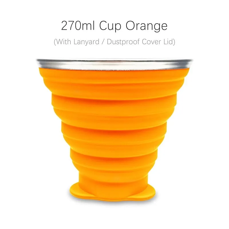 Tasse / cup pliable en silicone alimentaire sans BPA avec couvercle et lanières 72g ME.FAM - 270 ml