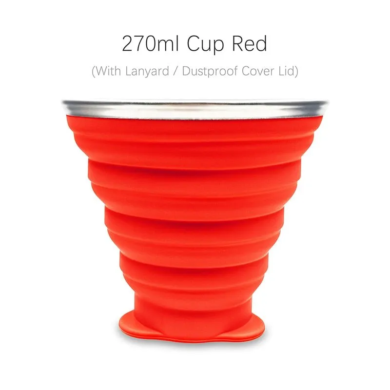 Tasse / cup pliable en silicone alimentaire sans BPA avec couvercle et lanières 72g ME.FAM - 270 ml