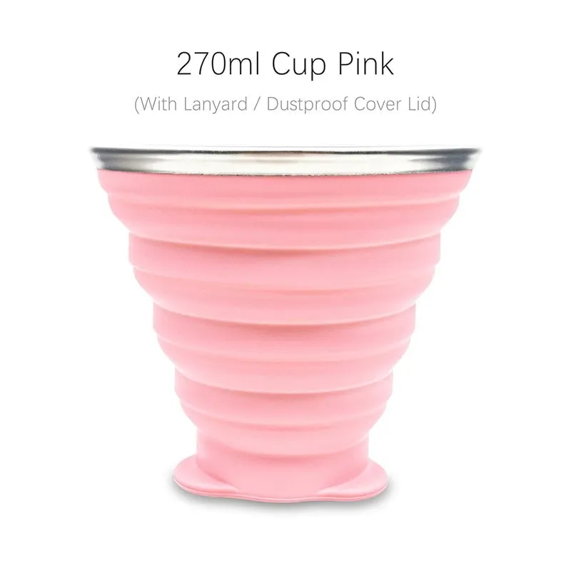 Tasse / cup pliable en silicone alimentaire sans BPA avec couvercle et lanières 72g ME.FAM - 270 ml