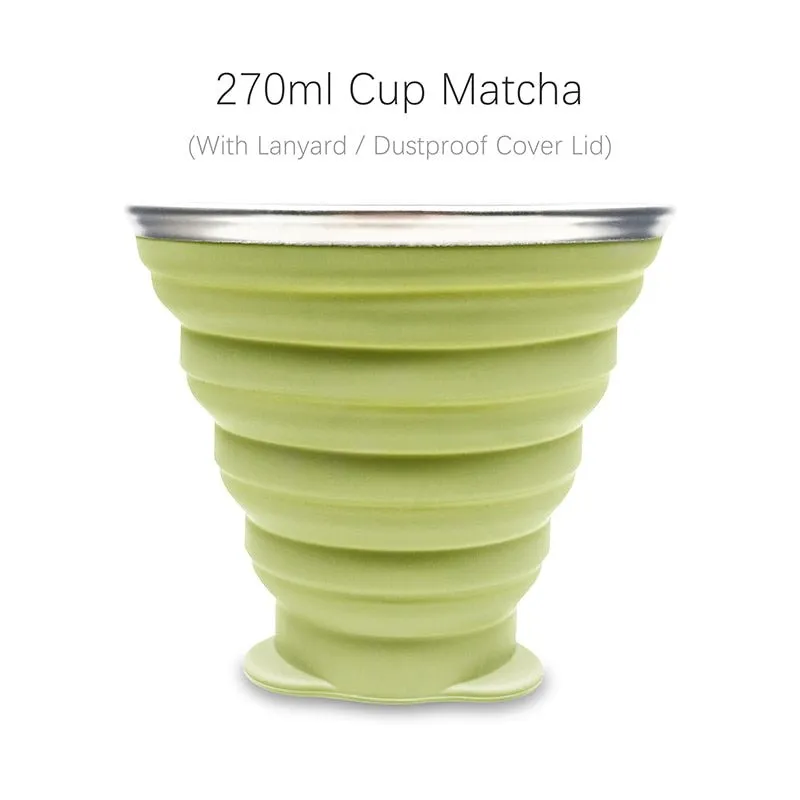 Tasse / cup pliable en silicone alimentaire sans BPA avec couvercle et lanières 72g ME.FAM - 270 ml