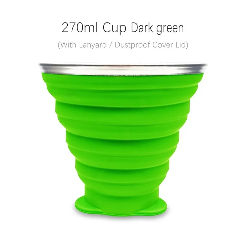 Tasse / cup pliable en silicone alimentaire sans BPA avec couvercle et lanières 72g ME.FAM - 270 ml