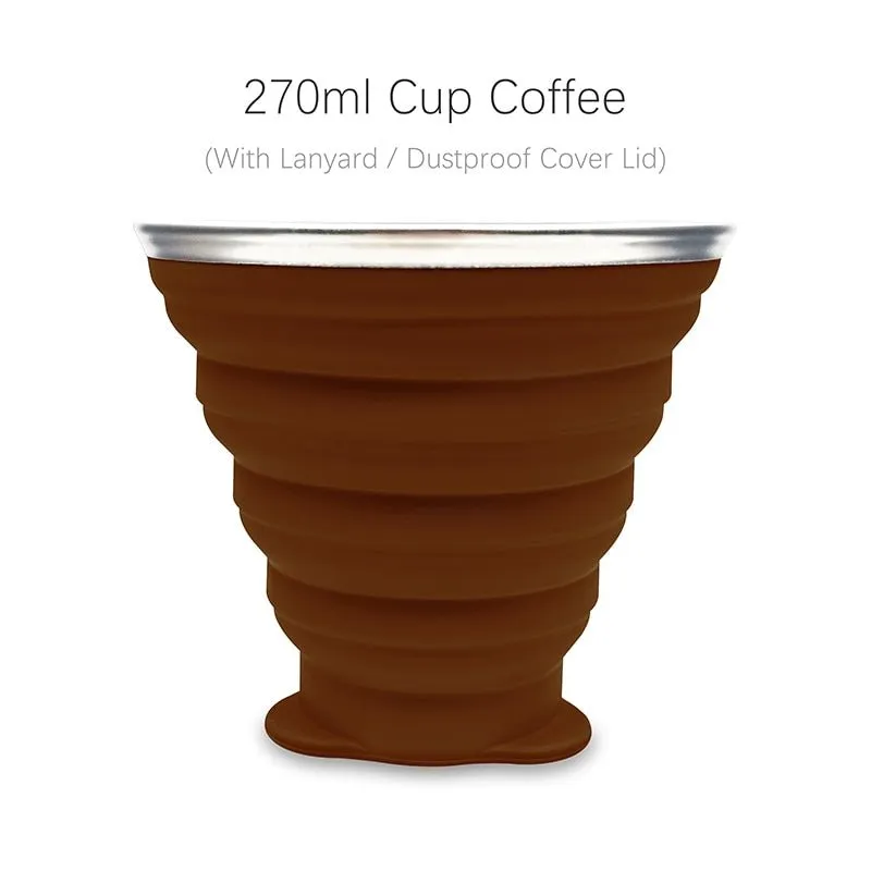 Tasse / cup pliable en silicone alimentaire sans BPA avec couvercle et lanières 72g ME.FAM - 270 ml