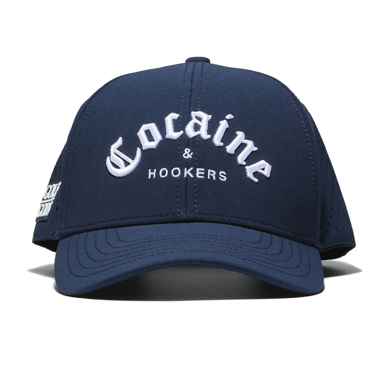 TOUR PRO Cocaine & Hookers Golf Hat in Navy Blue with Curved Brim