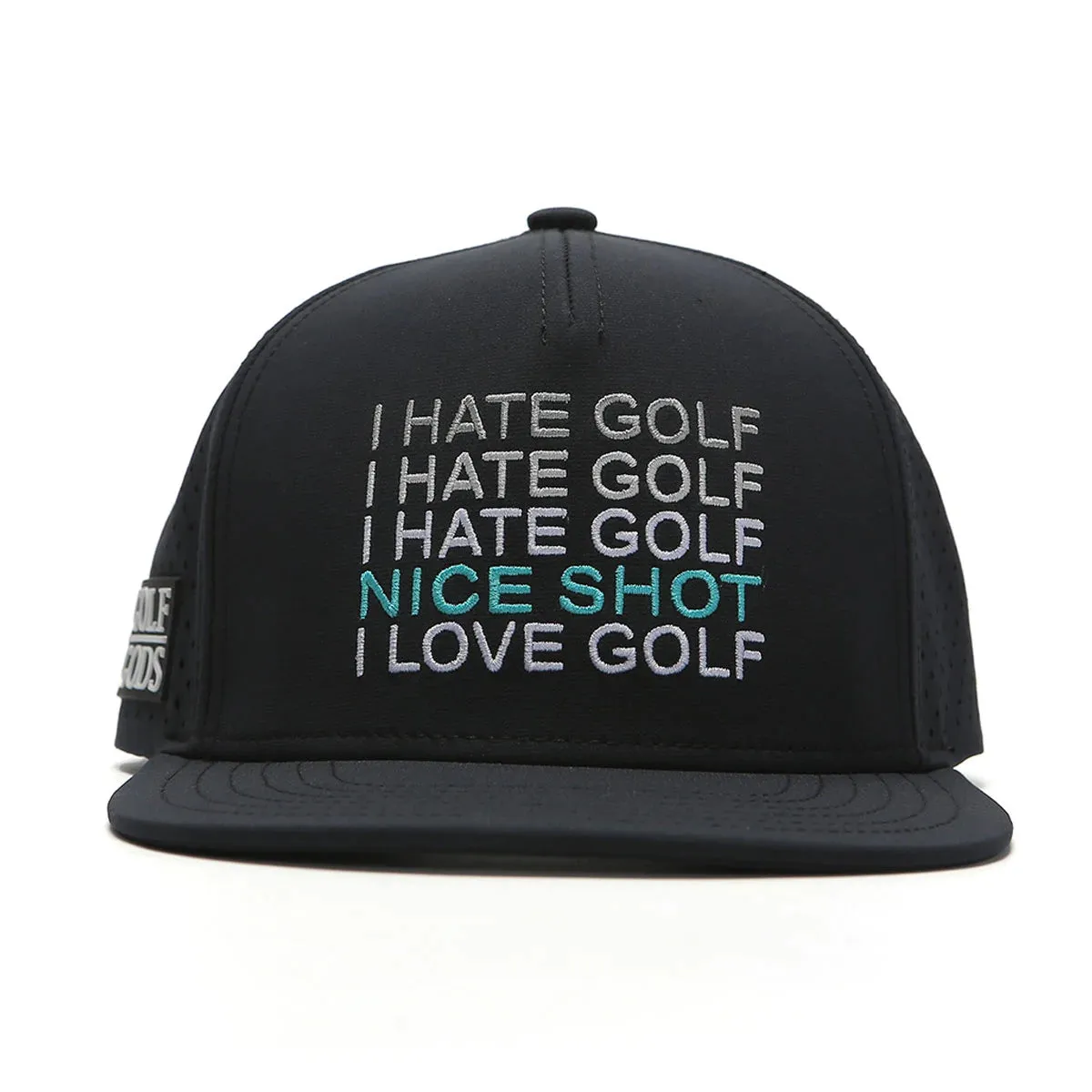 TOUR PRO I Hate Golf Hat in Black with Flat Brim