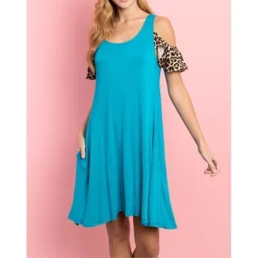 Turquoise Knit Shift Dress