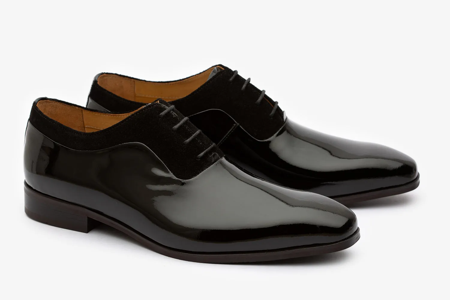 Twin Texture oxford pattent leather and Black suede