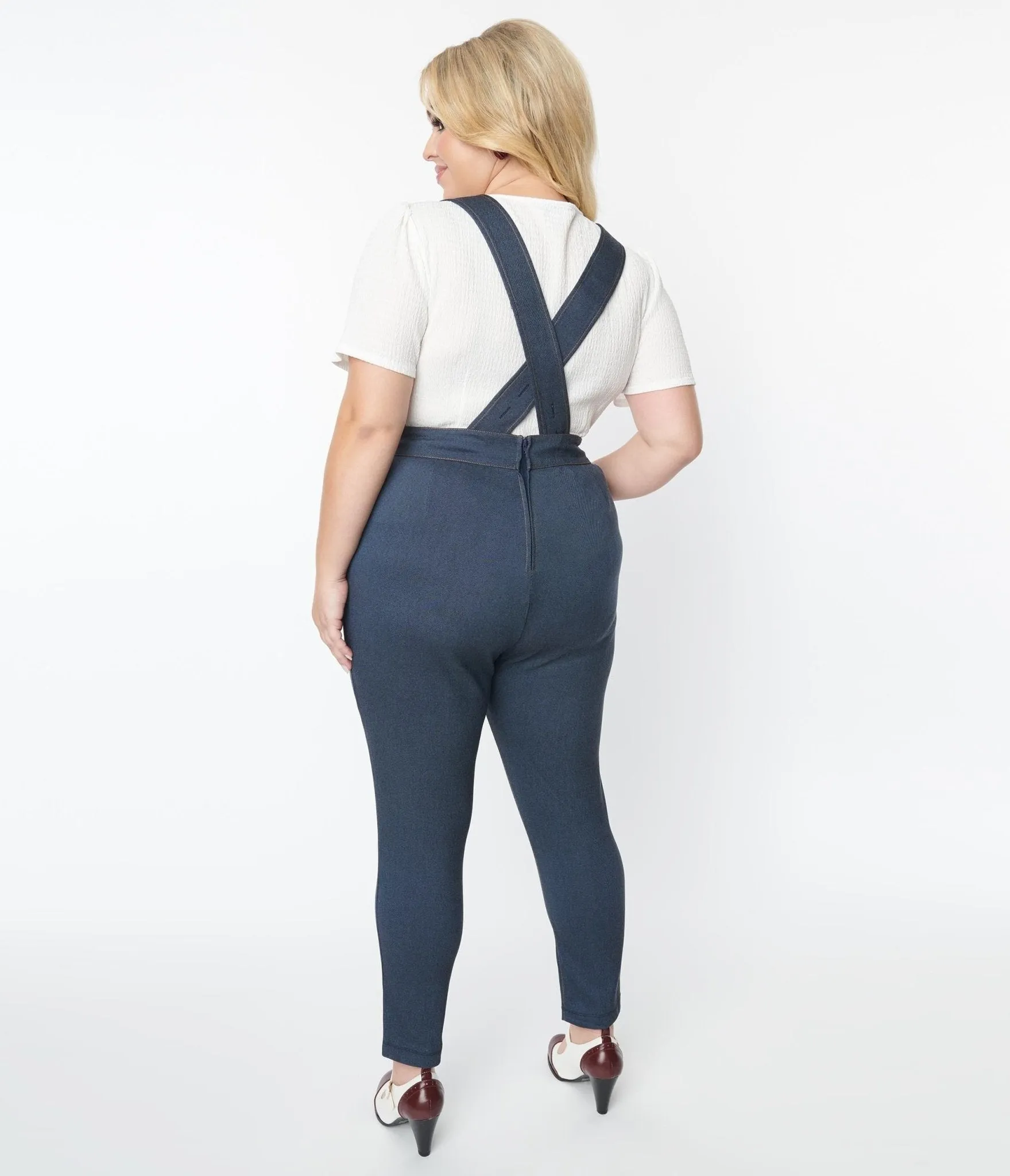 Unique Vintage Plus Size Dark Denim Overalls