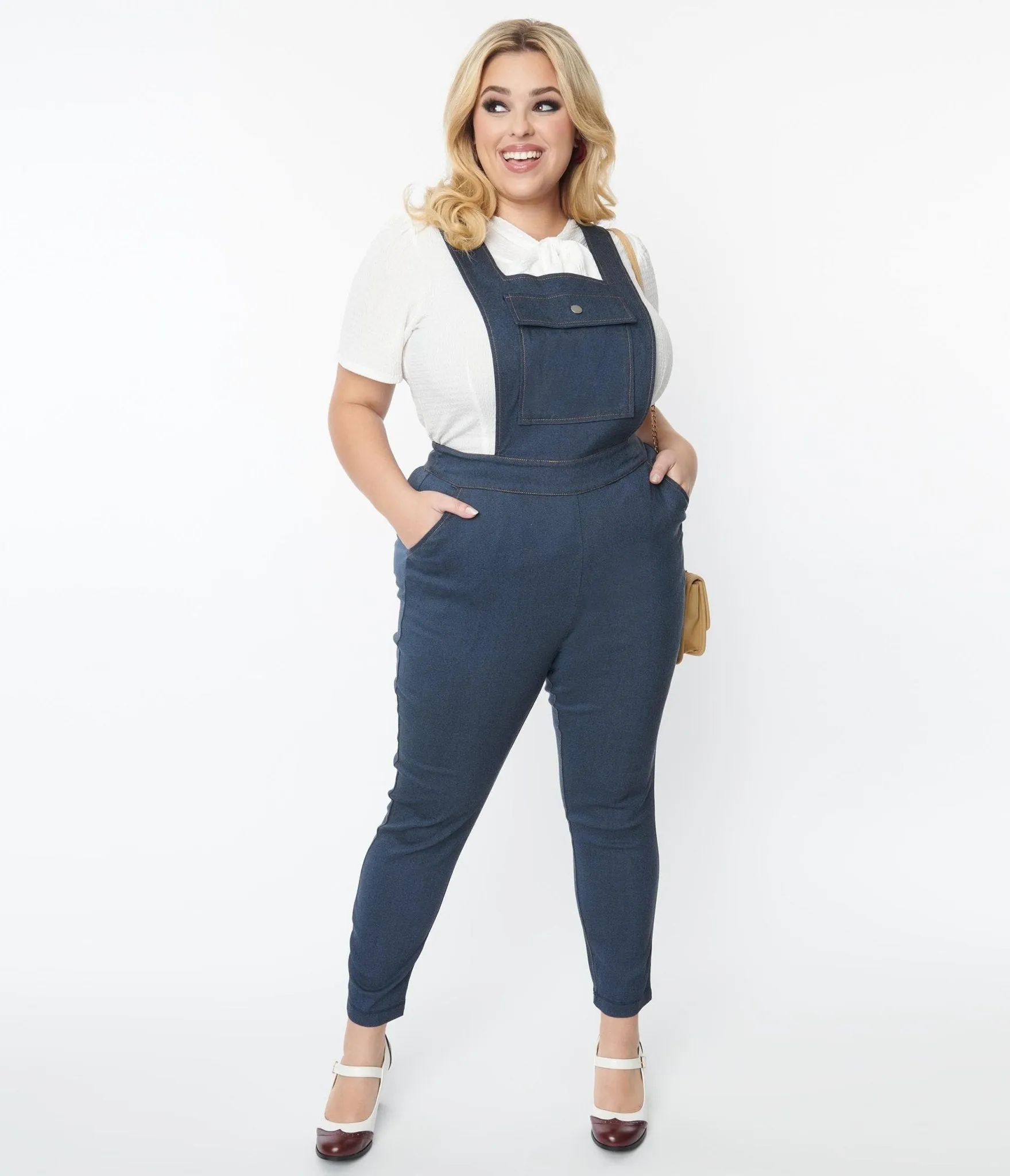 Unique Vintage Plus Size Dark Denim Overalls