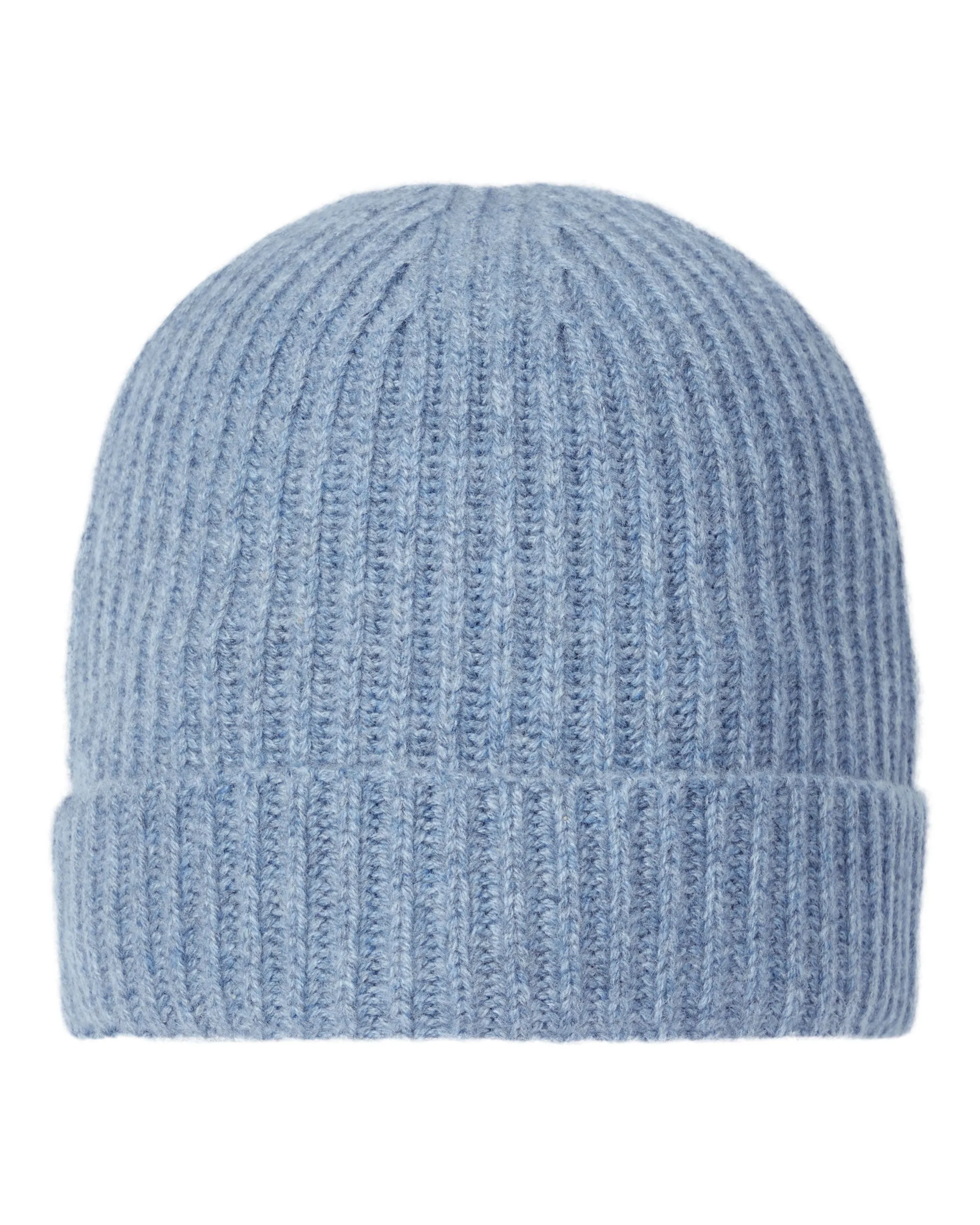 Unisex Ribbed Cashmere Hat Faded Indigo Blue