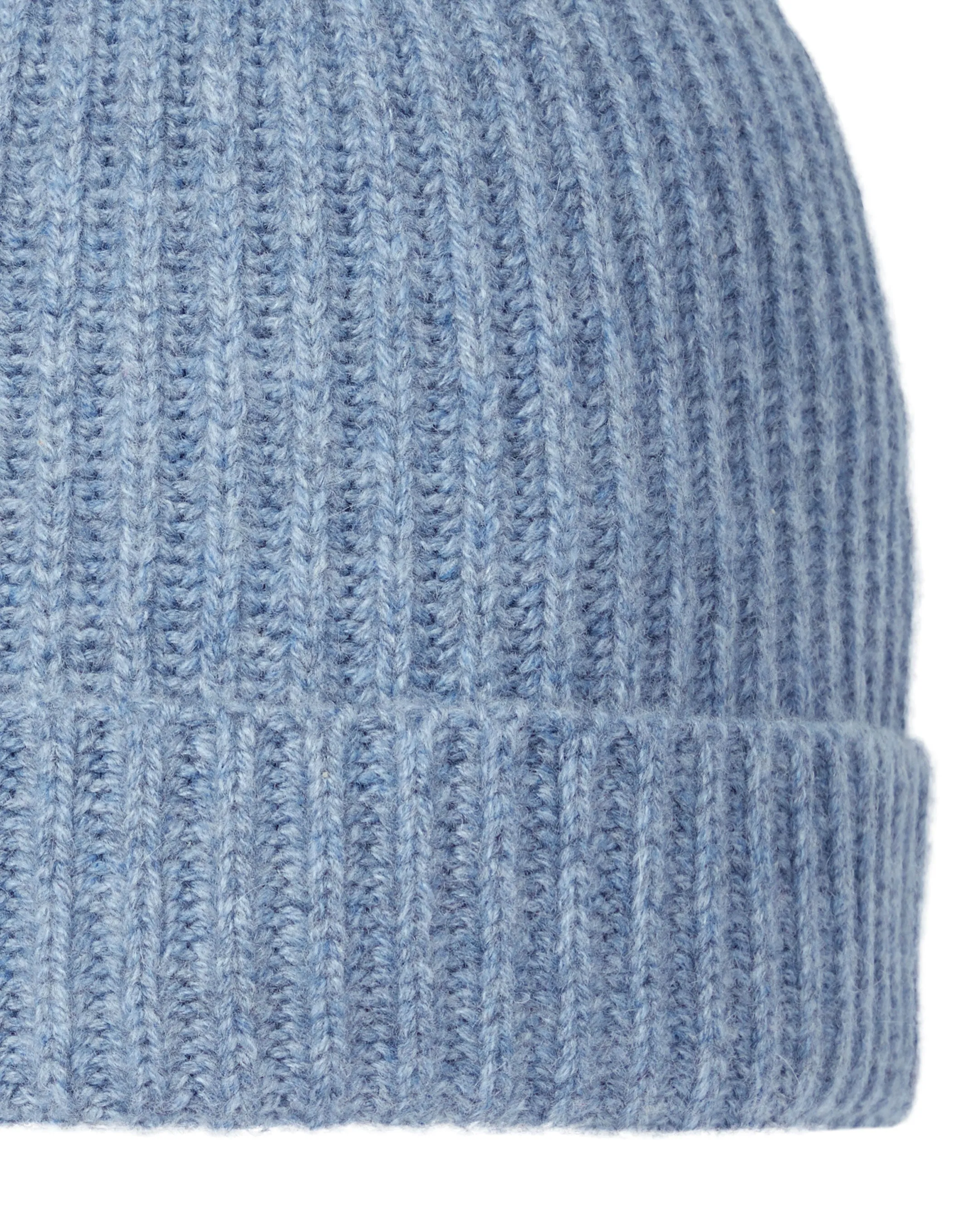 Unisex Ribbed Cashmere Hat Faded Indigo Blue