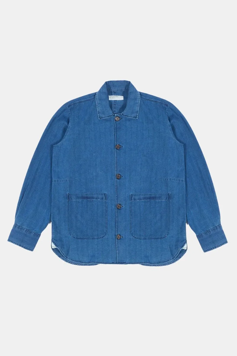 Universal Works Herringbone Denim Travail Shirt (Faded Indigo)