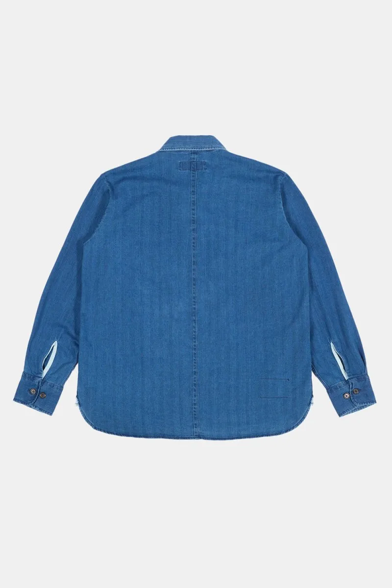 Universal Works Herringbone Denim Travail Shirt (Faded Indigo)