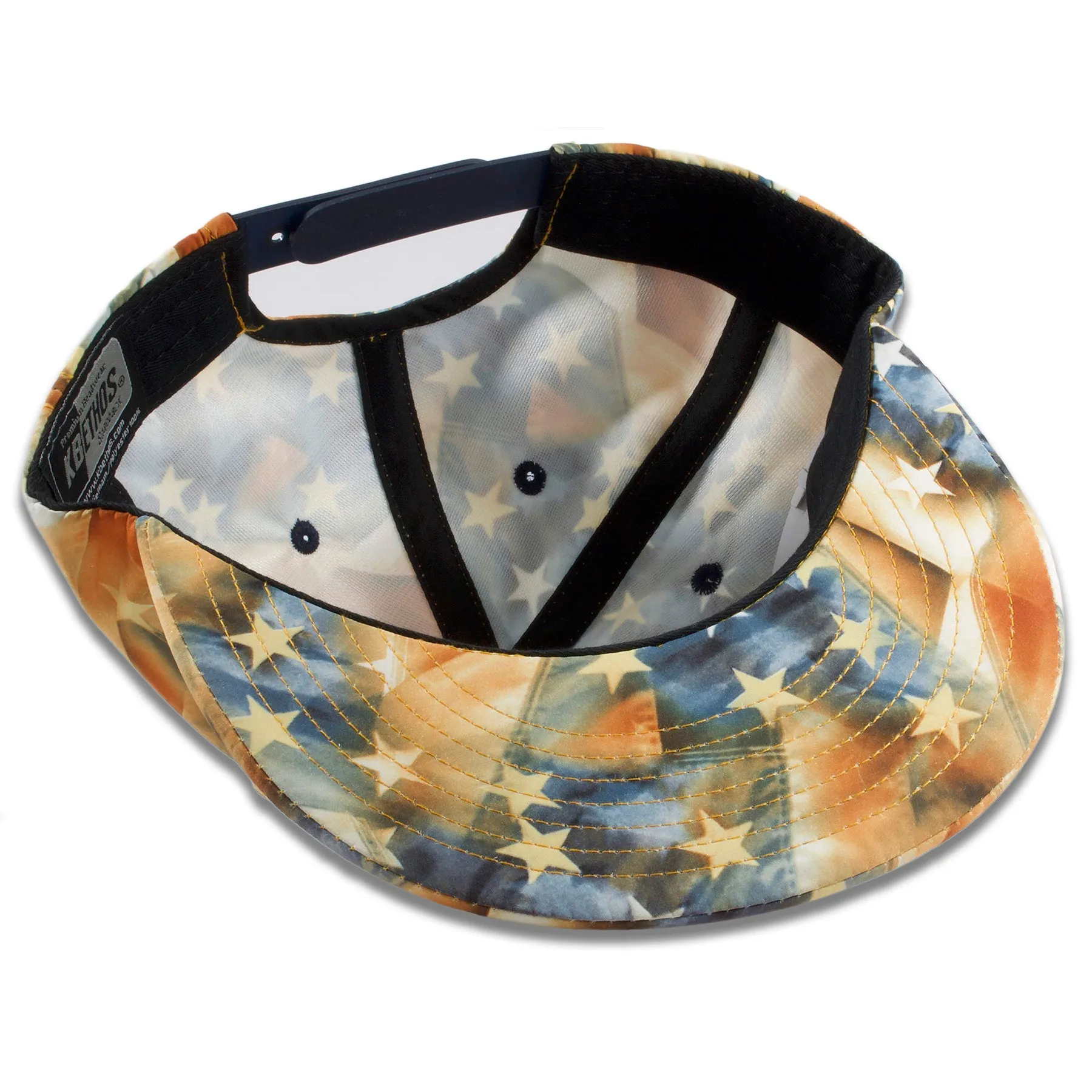 USA Flag Pattern Black Snapback Hat