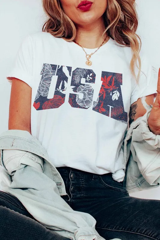 USA Floral Tee