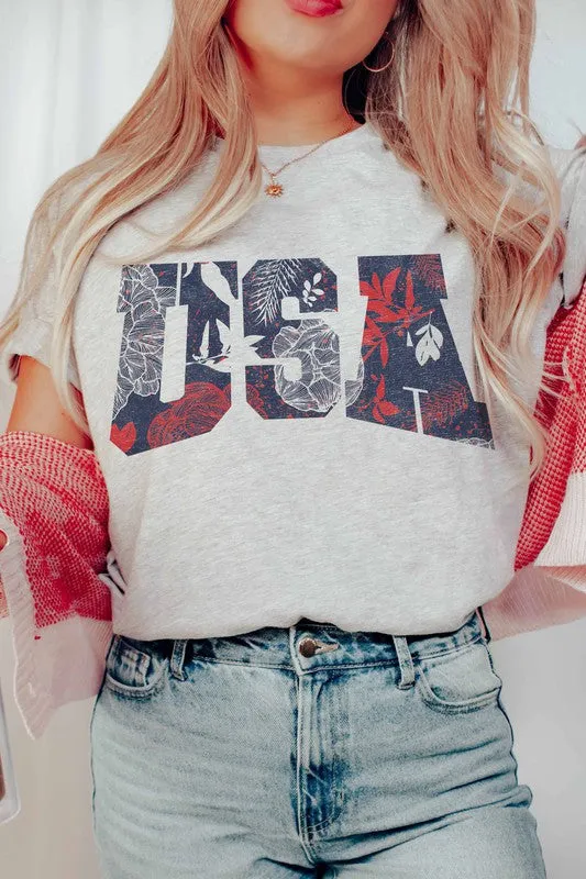 USA Floral Tee