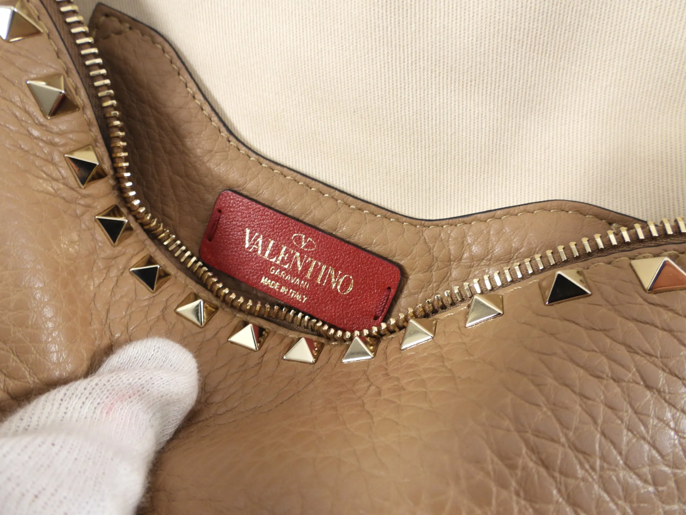 Valentino Beige Rock Stud Belt Bag