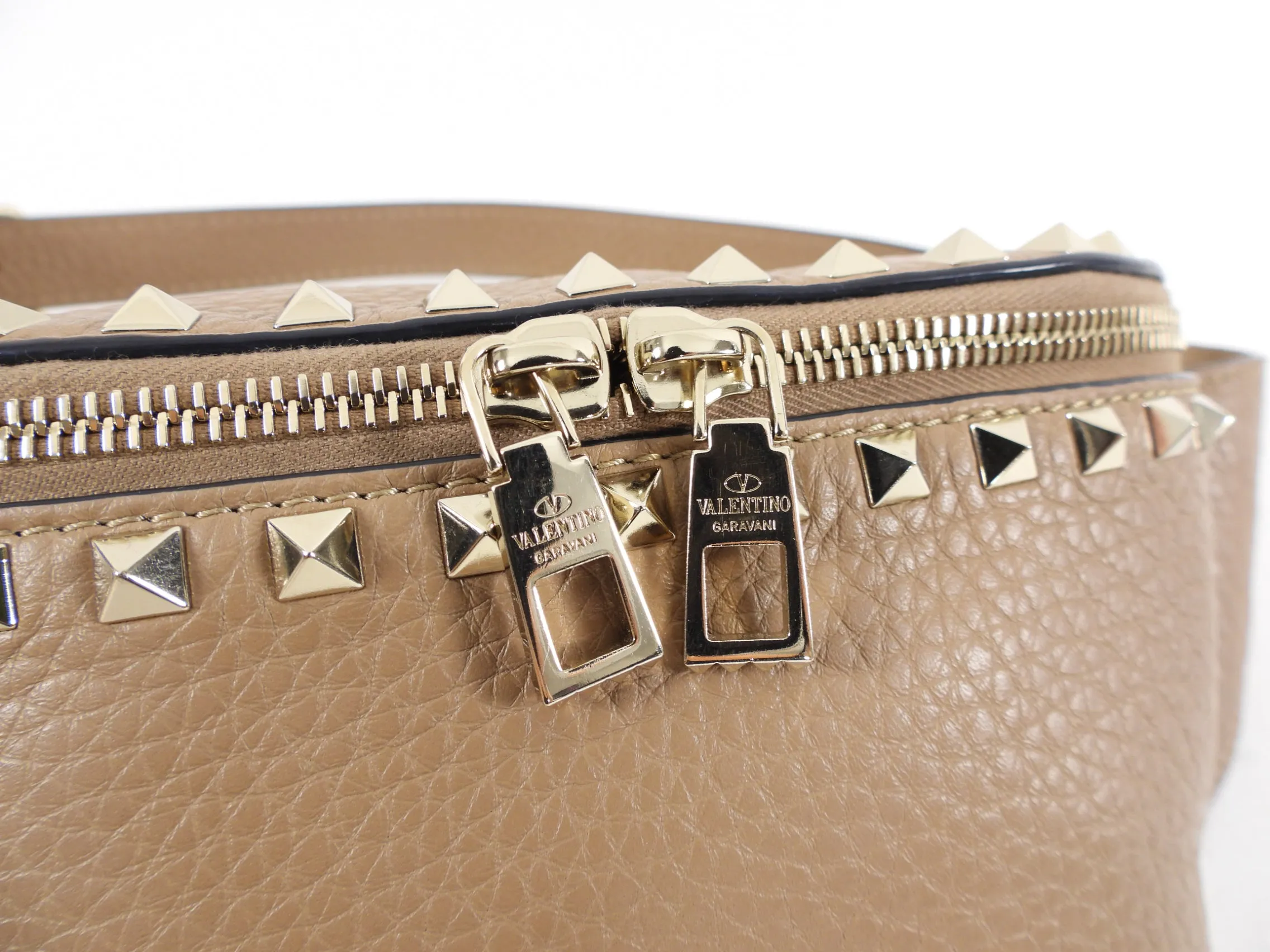 Valentino Beige Rock Stud Belt Bag