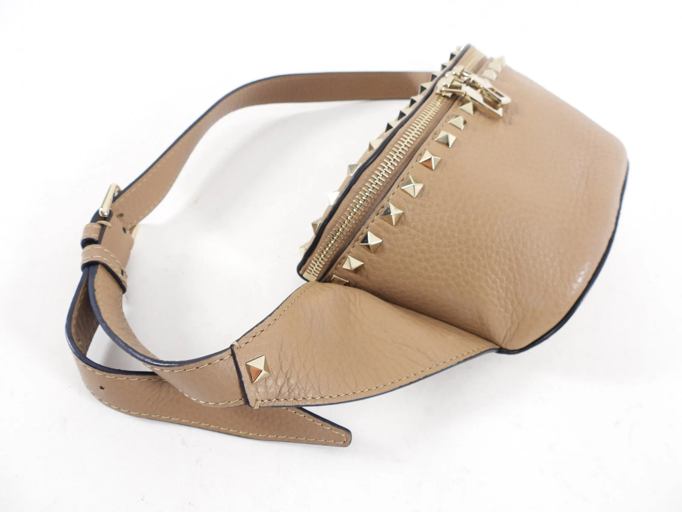 Valentino Beige Rock Stud Belt Bag