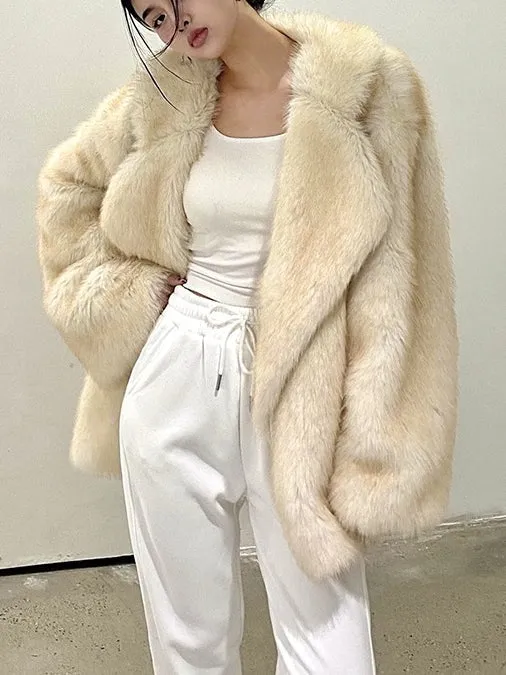 Vintage Imitation Fox Eco-friendly Fur Coat