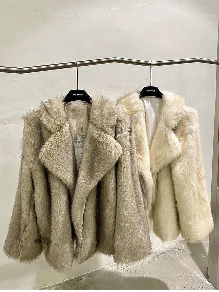 Vintage Imitation Fox Eco-friendly Fur Coat