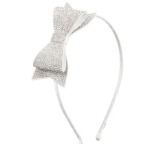 White Crystallized Double Bow Headband