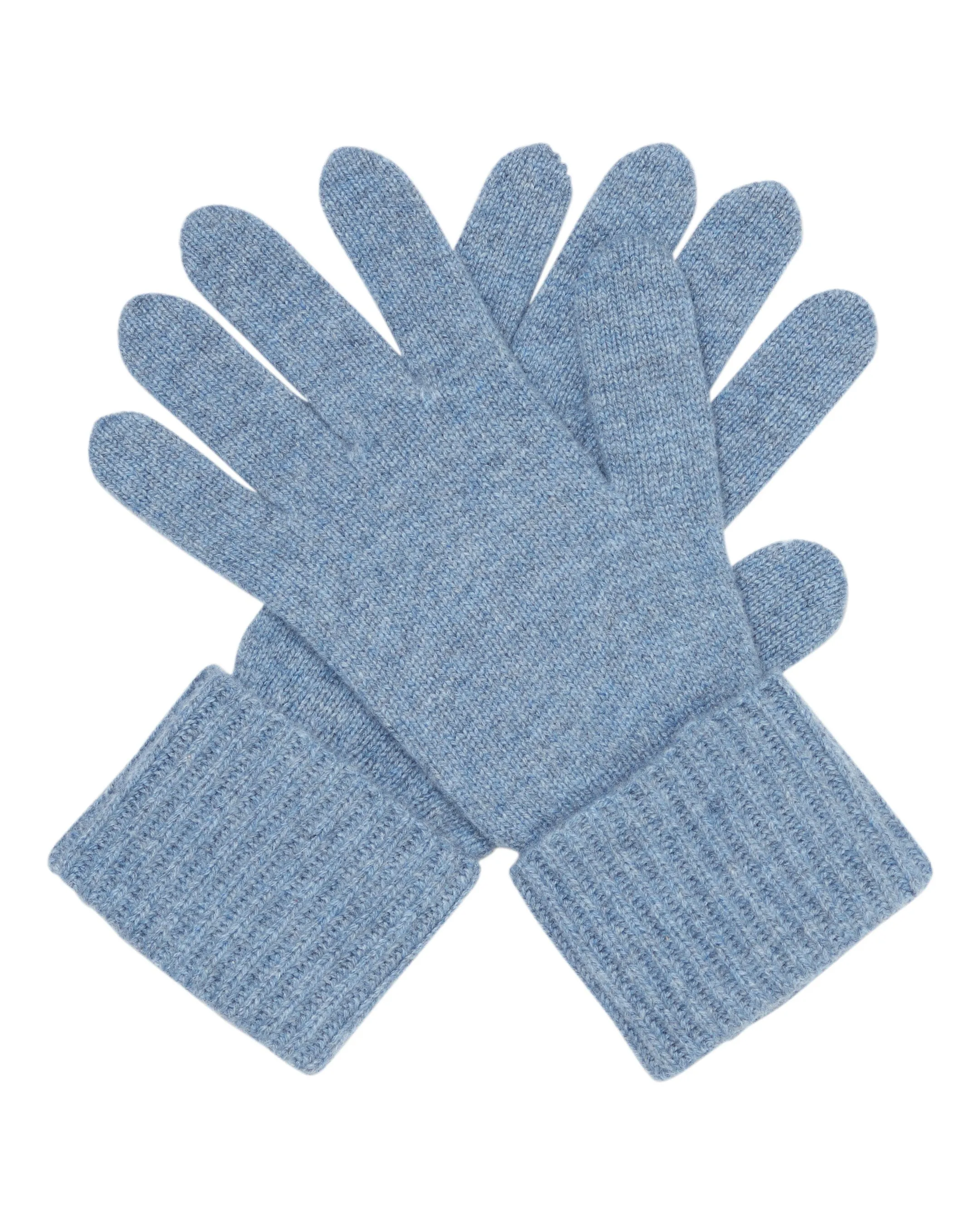 Women's Ribbed Cashmere Gloves Faded Indigo Blue