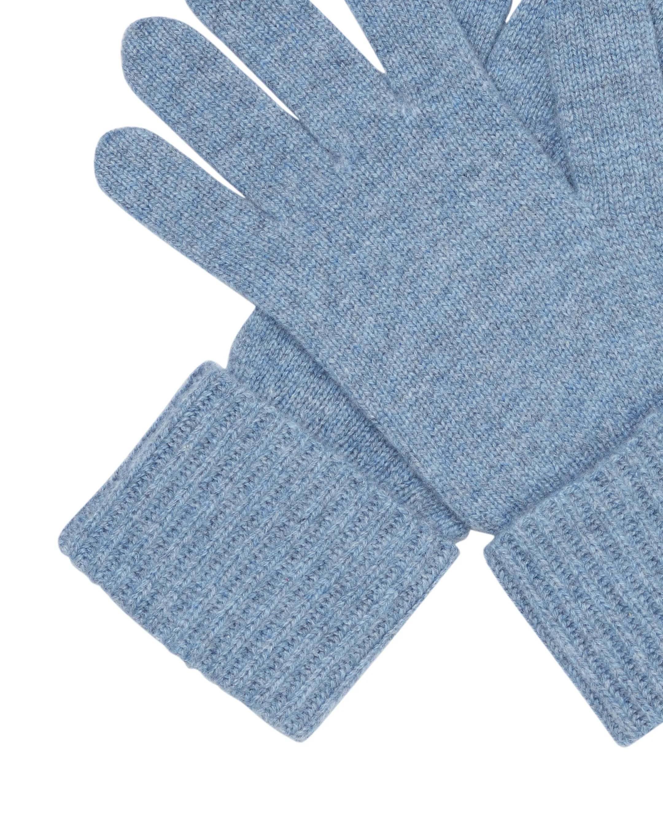 Women's Ribbed Cashmere Gloves Faded Indigo Blue