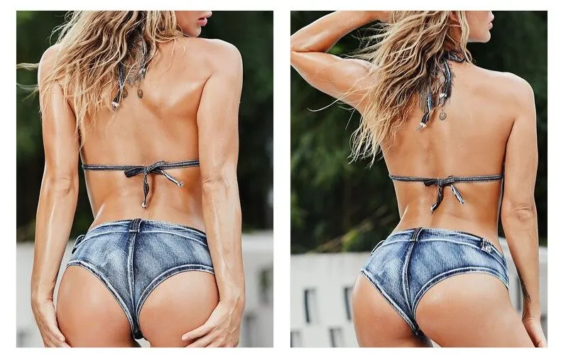 Women's Sexy Summer Beach Style Low Waist Skinny Denim Shorts