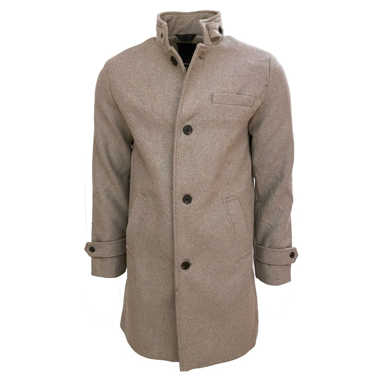 Wool Blend Double Button Front Coat in Stone by Viyella